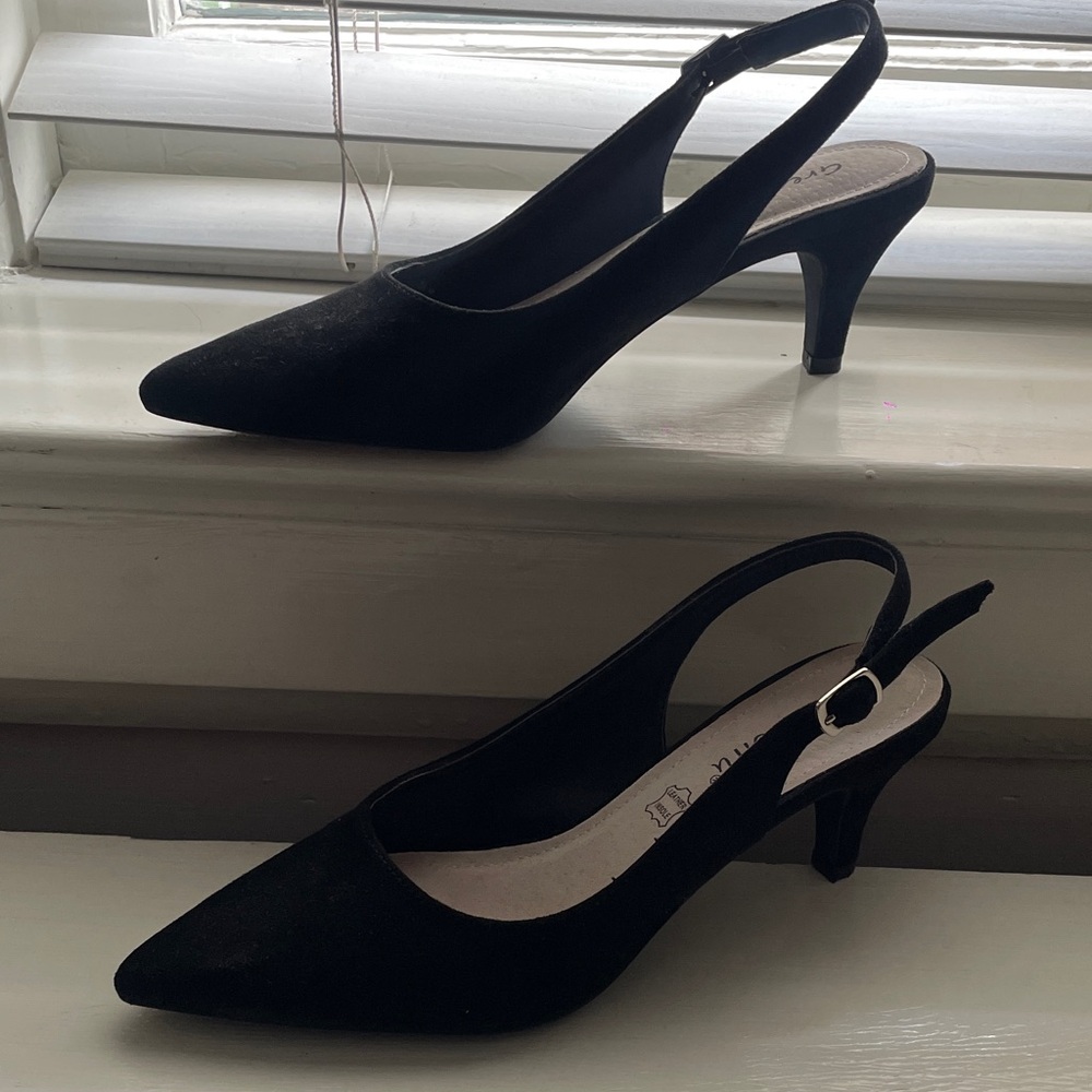 Greatonu Classic Black Slingback Heels
